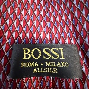 Nino BOSSI Red and Blue Geometric Silk Tie